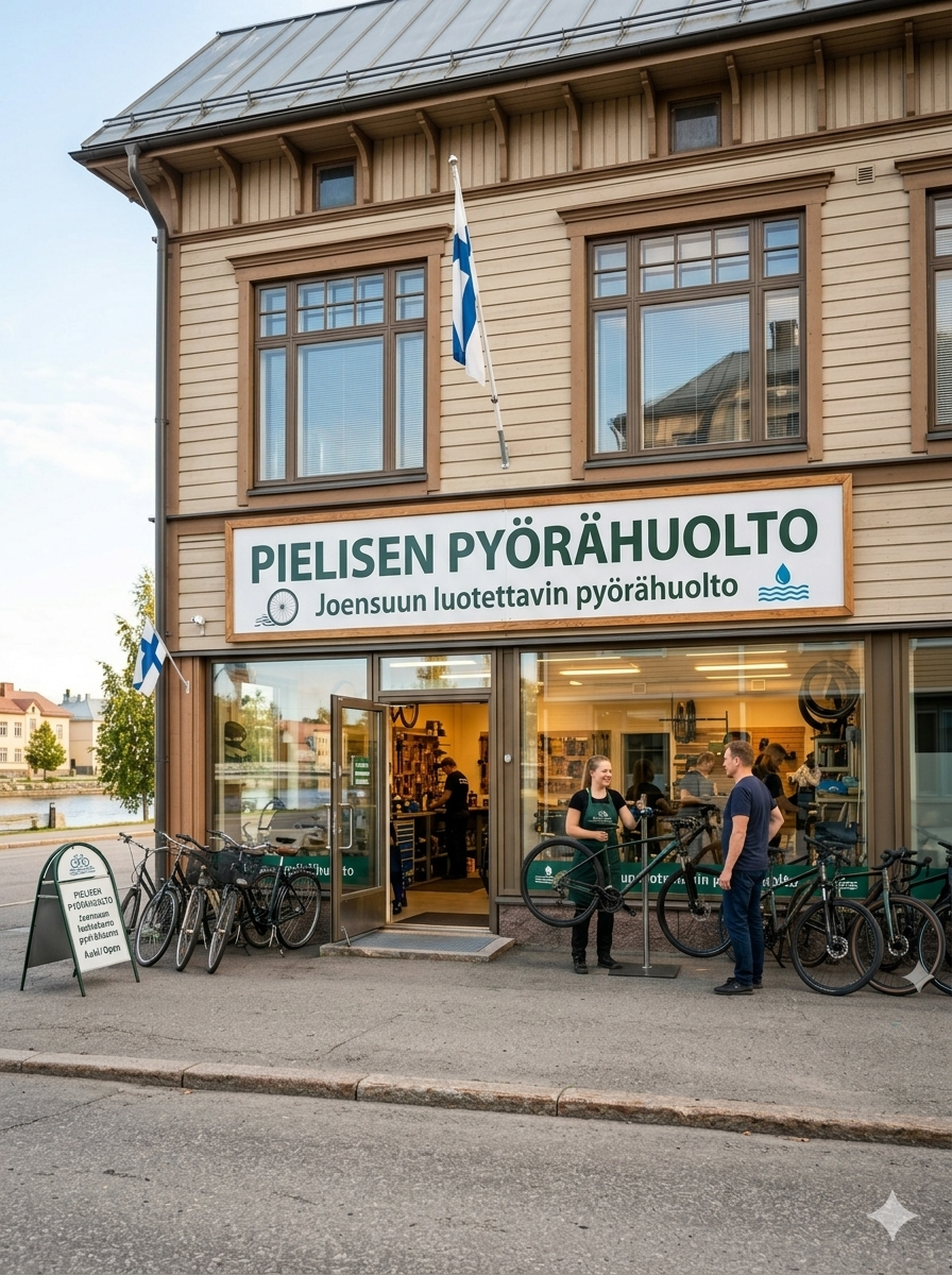 Joensuunlainen Pielisen Pyörähuolto yrityksen julkisivu